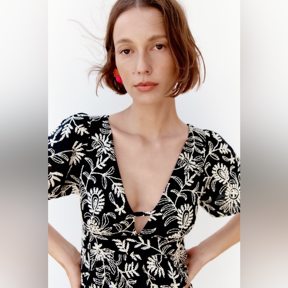 NWT Zara Embroidered Zara Dress - Picture 7 of 10